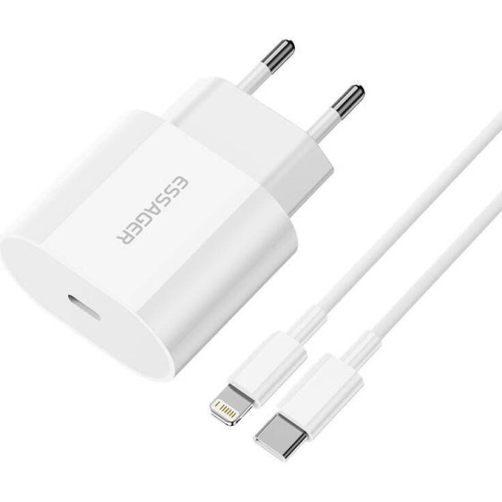 Essager Charger USB-C 20W with USB-C to Lightning cable (white) - (EFJB02-XBL02-T)_0
