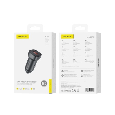FONENG car charger C21 18W 1xUSB QC3.0 Black_0