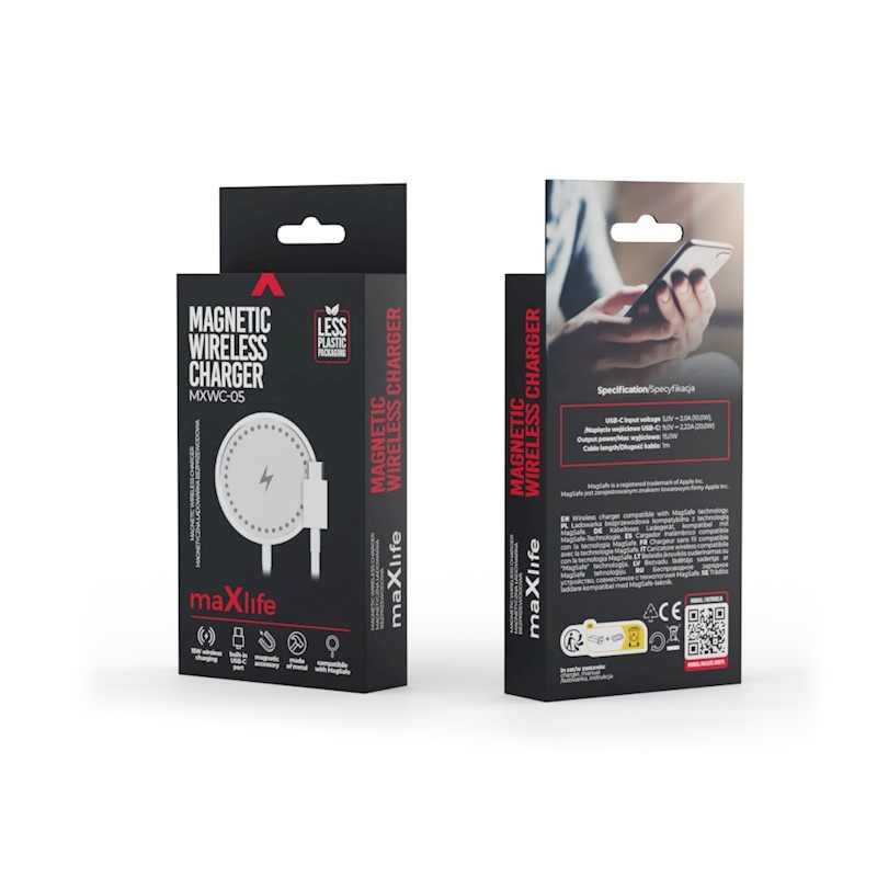 Maxlife MXWC-05 magnetic wireless charger 15W white_0