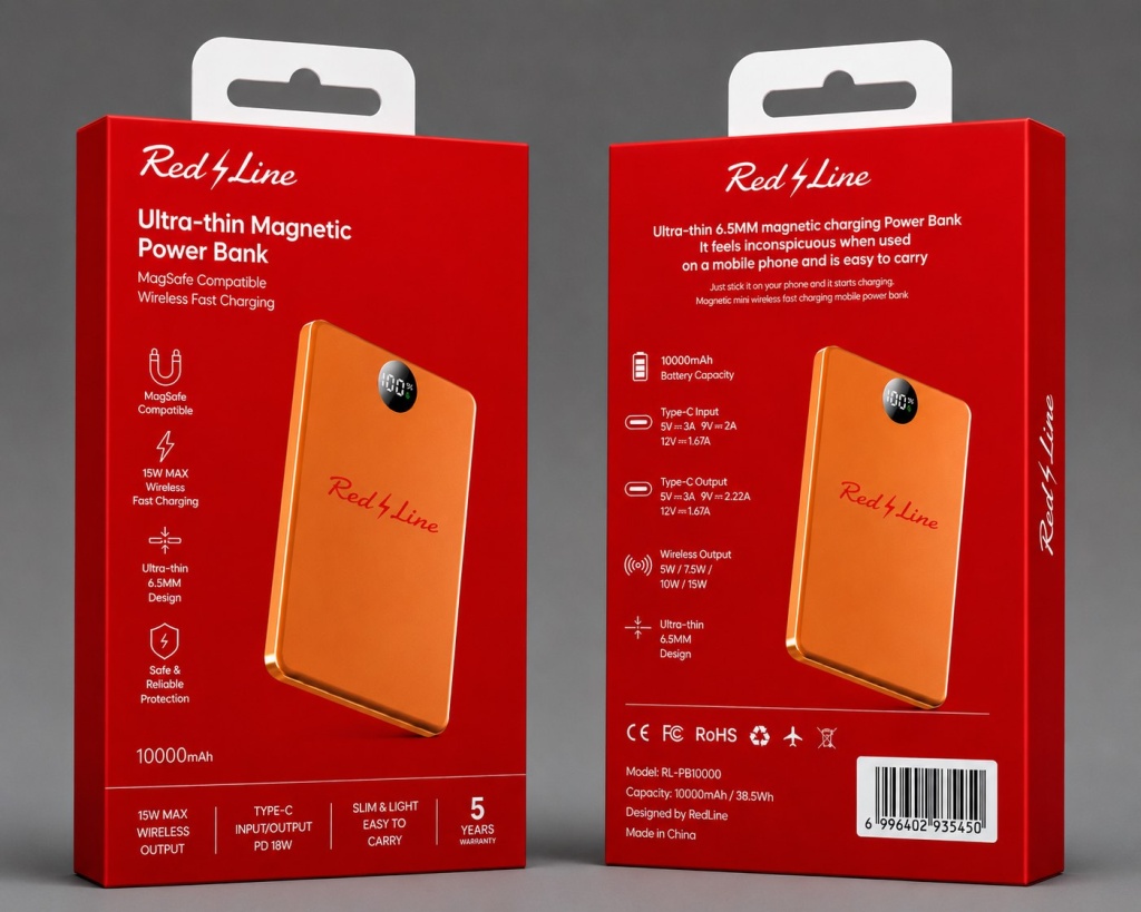 RedLine Ultra-thin Magnetic Powerbank 10000mAh_0